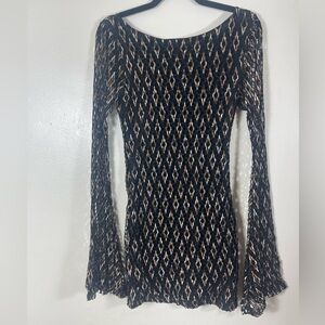 Symphony Elegant Black and Brown knit  Patterned Dress